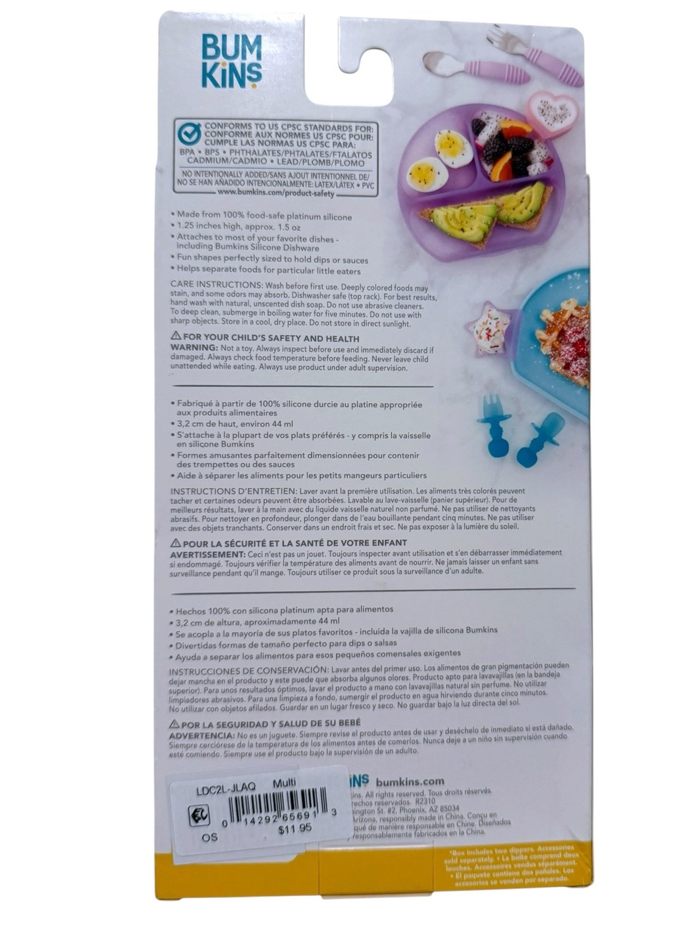 Bumkins Silicone Little Dippers (2-Pack) – Heart & Star Dip Bowls for Babies - Picture 5 of 6